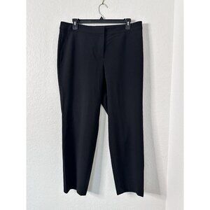 St. John Caviar Women's Stretch Dress Pant Black Size 16 Straight Leg Flat Front